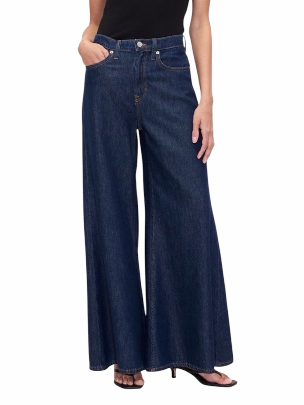 NWT GAP Superlight Palazzo Jeans 0/25 Short Dark Wash Wide Leg